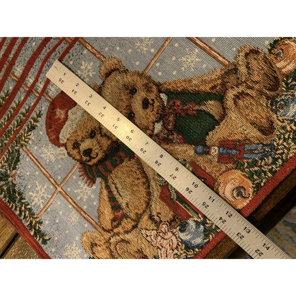 Vintage Teddy Bear Placemats 18x12 In Tapestry Set of 8 Christmas Kitchen Decor